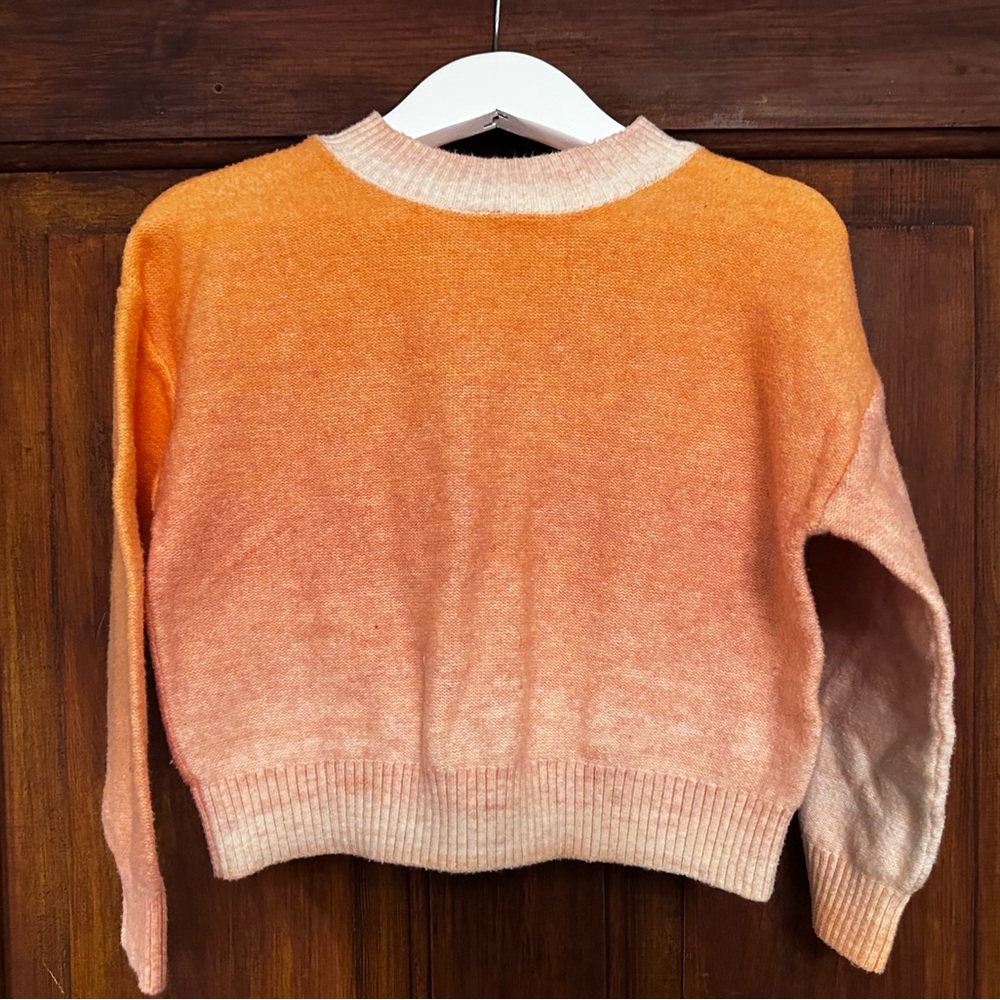 Old Navy Cozy Orange and Pink Crop Crew Neck Sweater 5T